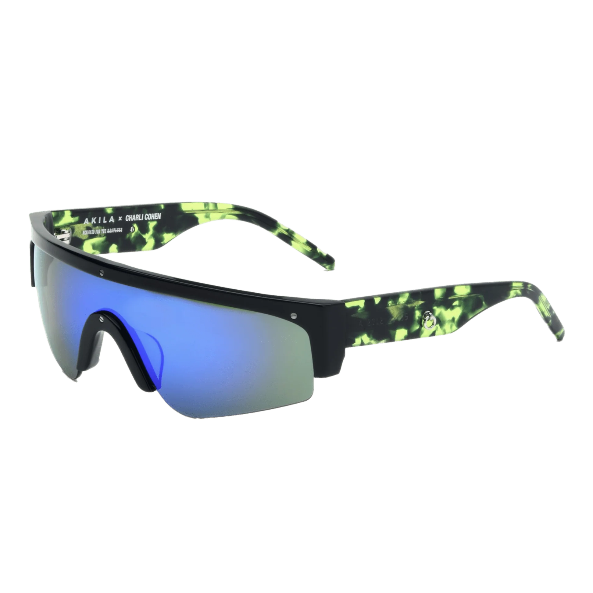 X Charli Cohen / Halo / Green Tortoise Acetate & Blue-Green Mirror Lens