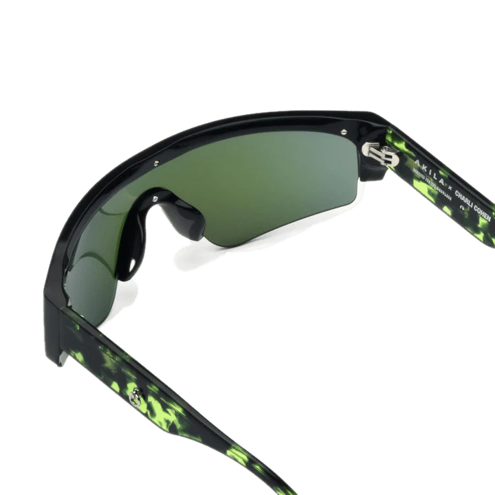 X Charli Cohen / Halo / Green Tortoise Acetate & Blue-Green Mirror Lens - Image 2