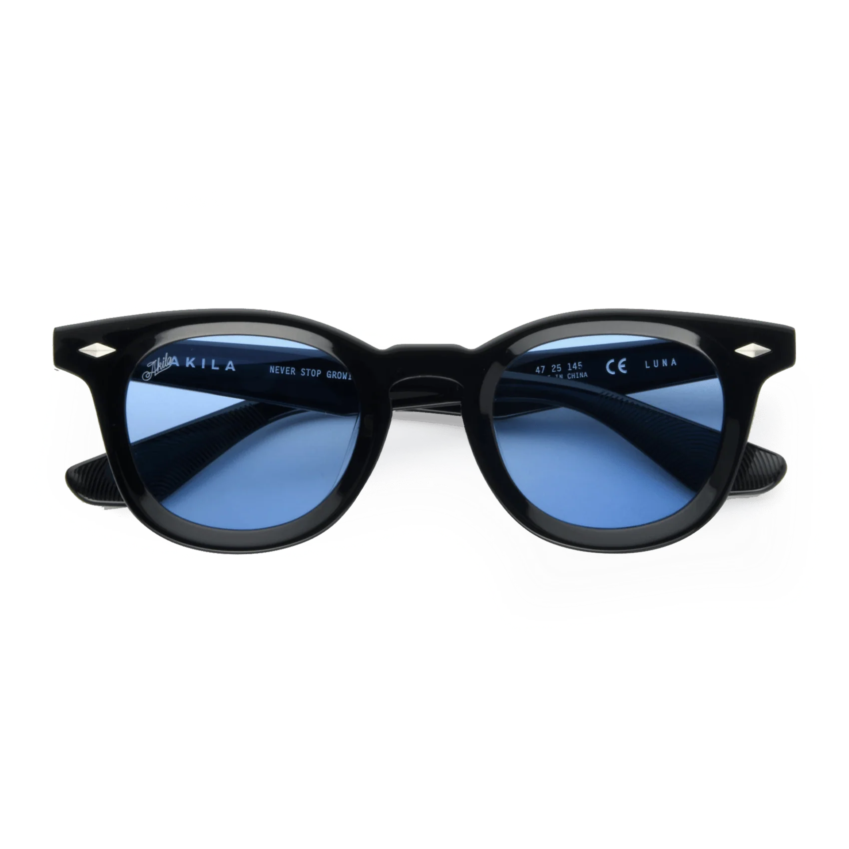 Luna / Black Acetate & Blue Lens