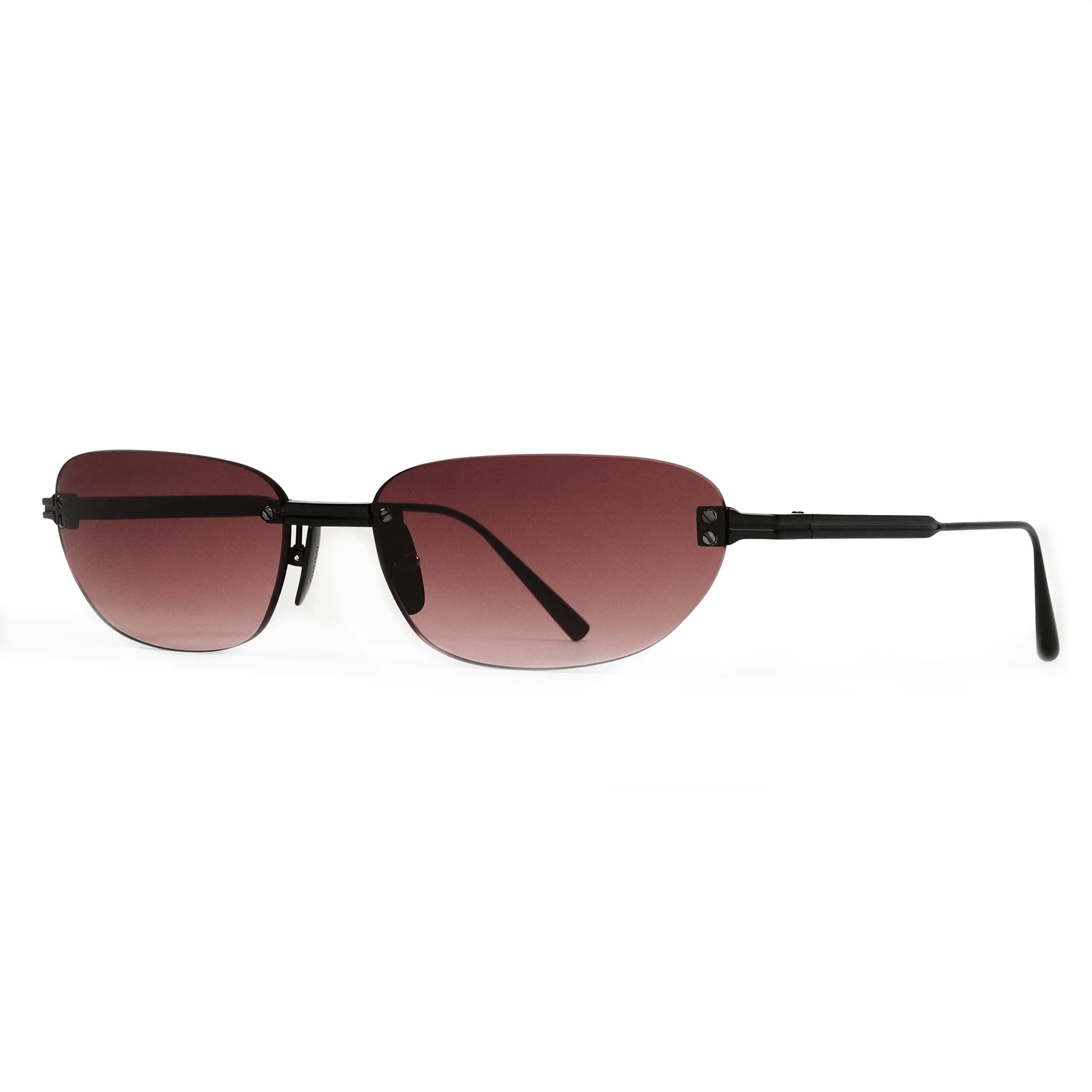 Rimless Oval / Burgundy Titanium & Gradient Red Lens - Image 2