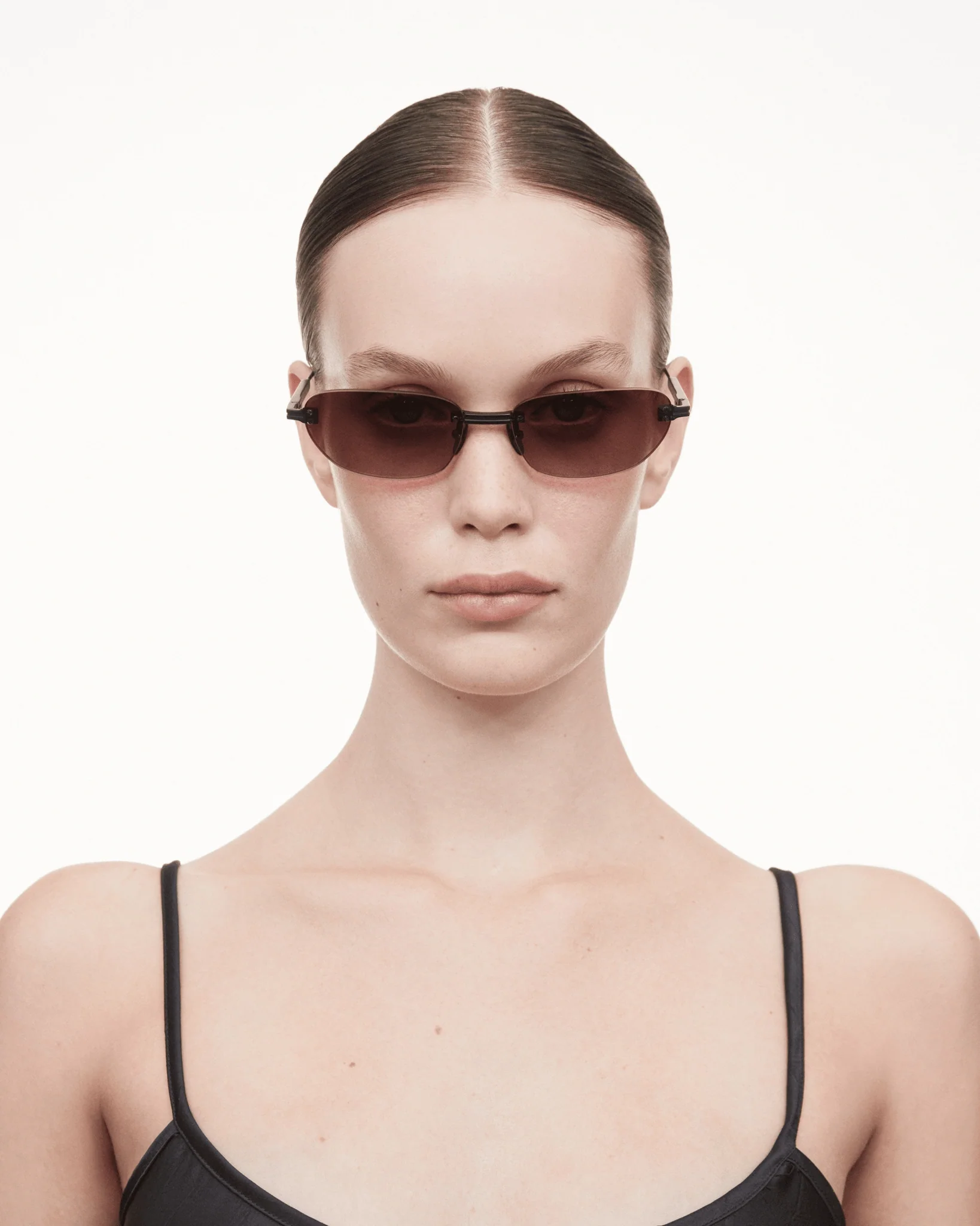 Rimless Oval / Burgundy Titanium & Gradient Red Lens - Image 3