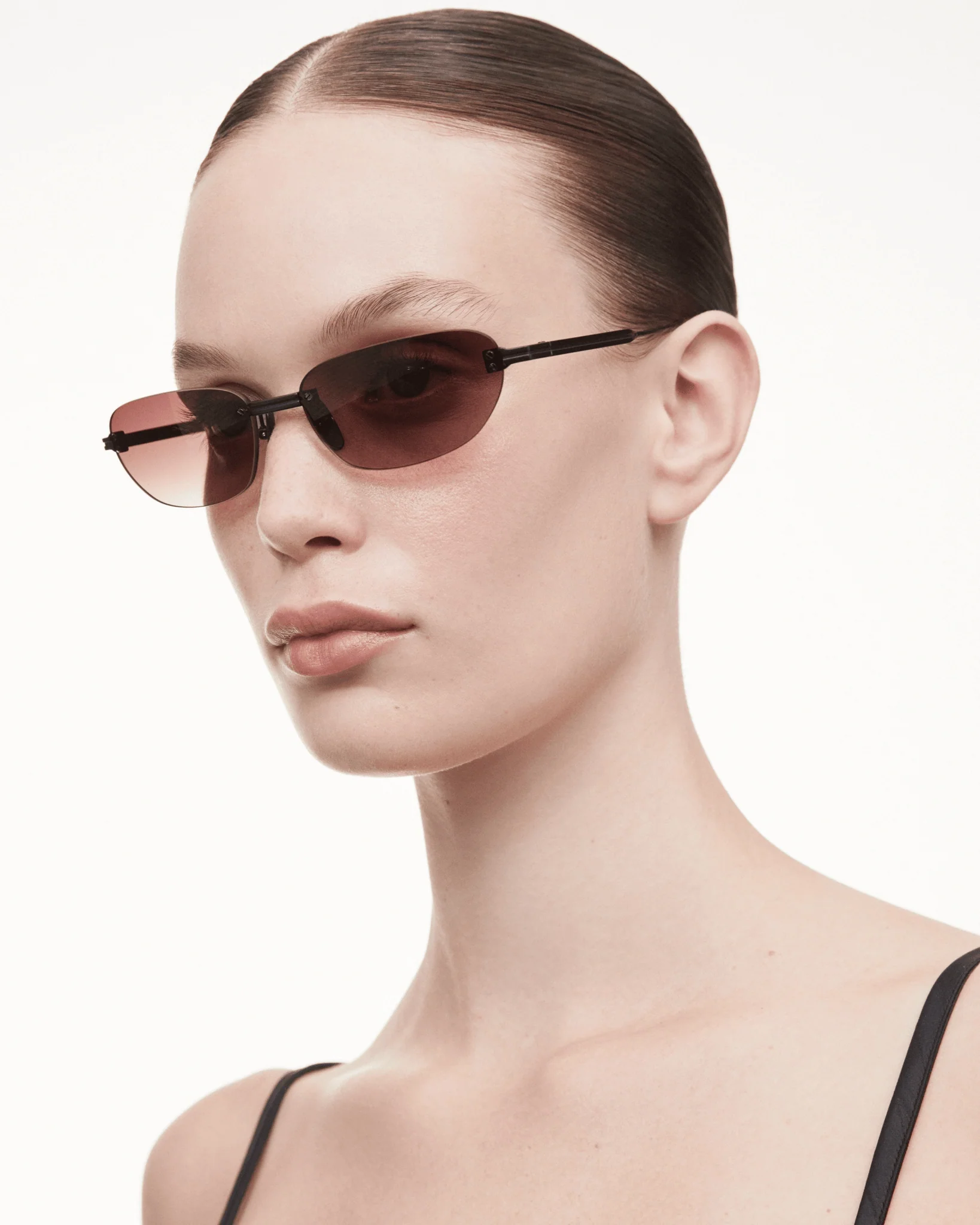 Rimless Oval / Burgundy Titanium & Gradient Red Lens - Image 4