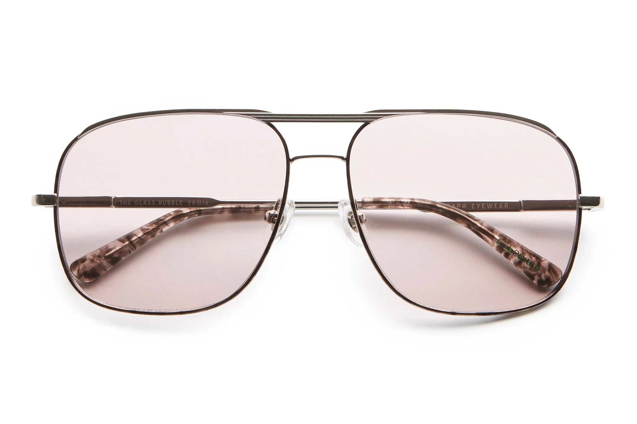 The Glass Bubble / Polished Silver & Espresso Tortoise Bio & Lilac Wash Lens