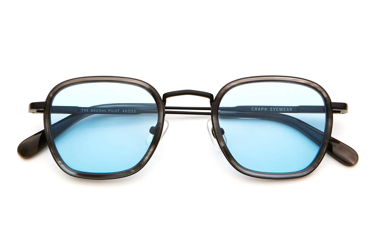 The Groove Pilot / Black Smoke Demi Tortoise & Polarised Blue Tint Lens