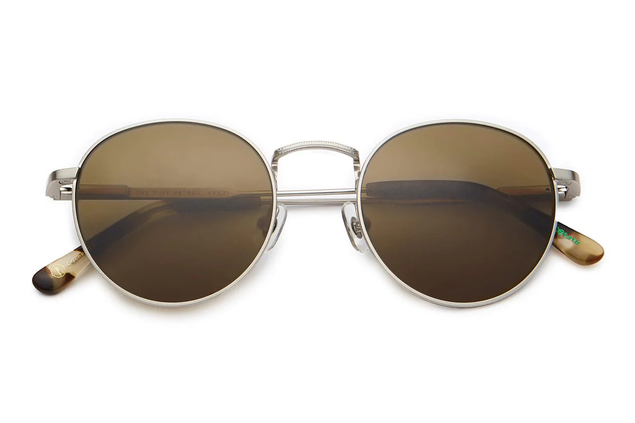The Tuff Patrol / Matte Silver & Jaguar Tortoise Bio & Polarised Grapeseed Lens