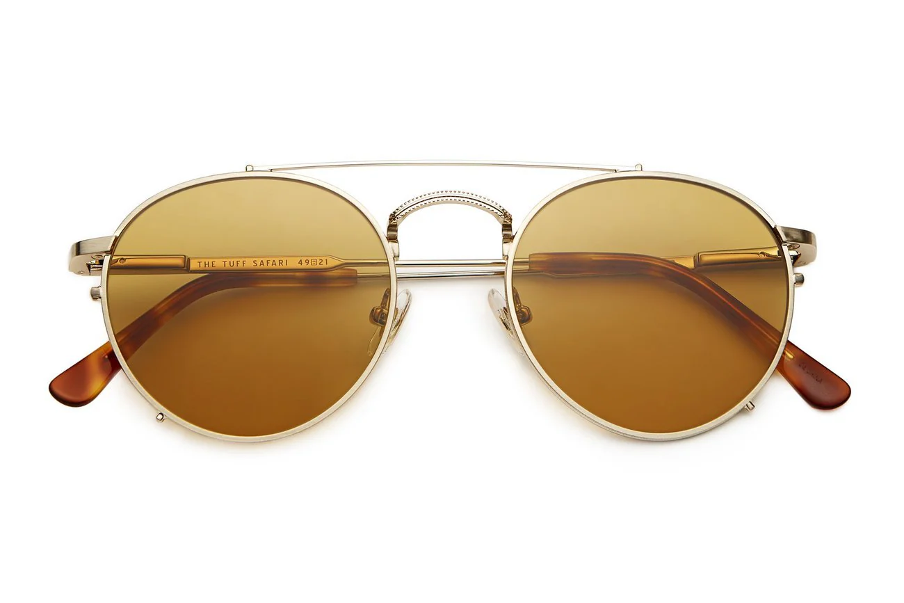 The Tuff Safari / Brushed Gold Havana Tortoise & Mustard Lens