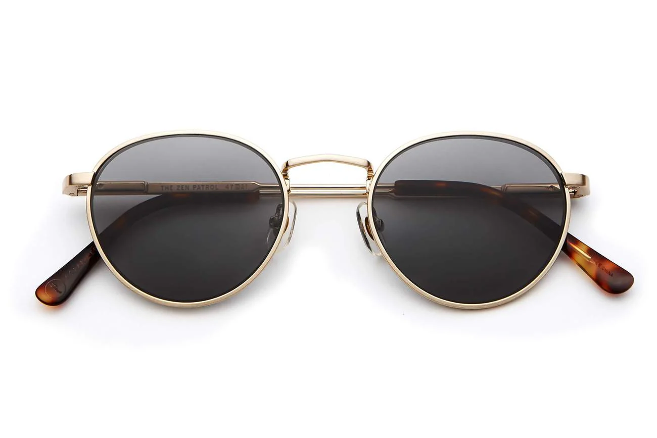 The Zen Patrol / Brushed Gold Tortoise Bio & Polarised Grey Lens